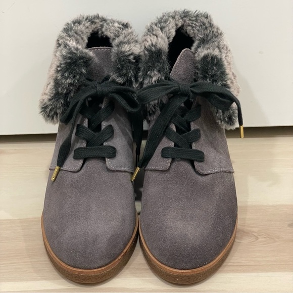 EUC Cole Haan Coralie Waterproof Wedge Bootie. Grey. Faux Fur. Size 6 / 6B - Picture 10 of 15